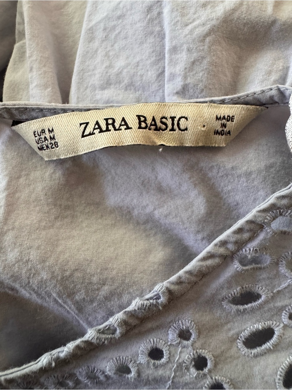 Zara Light Blue Eyelet Babydoll Dress, Size M - Picture 8 of 10